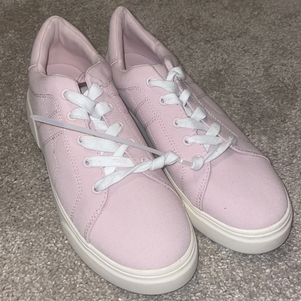 Mad Love light pink tennis shoes thick soles canvas